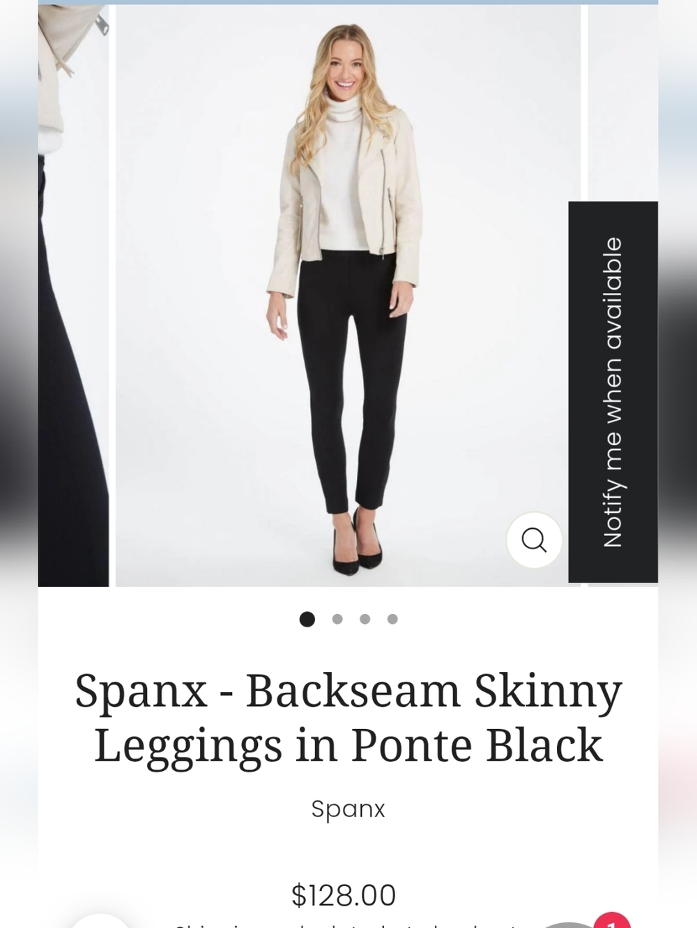 SPANX Backseam Skinny in Ponte Pant Sz S Regular Classic Black